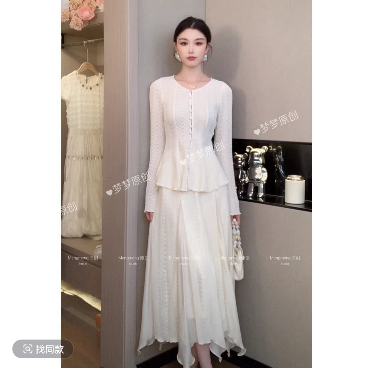 꿈을 꾸는 꿈 gertc 매몰 눈 가을 단색 니트 레이스 패션 캐주얼 품격 세트 gc253a3 이미지 2