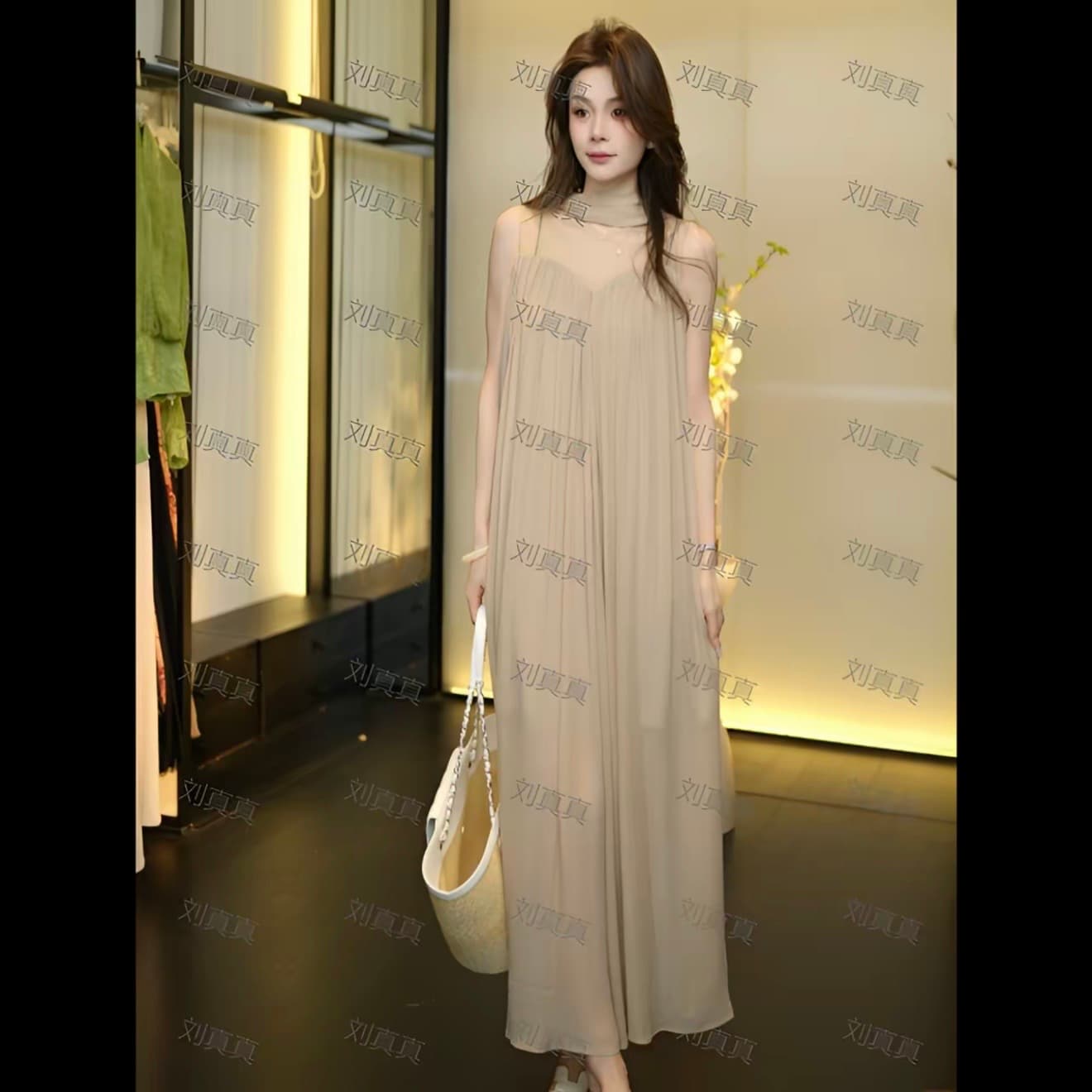 리우 사실 남쪽 법도 가짜 z1552 여름 새로운 프랑스식 빛 럭셔리 비싼 가스 슬림해 보이는 섹션 드레스 상세 이미지 6