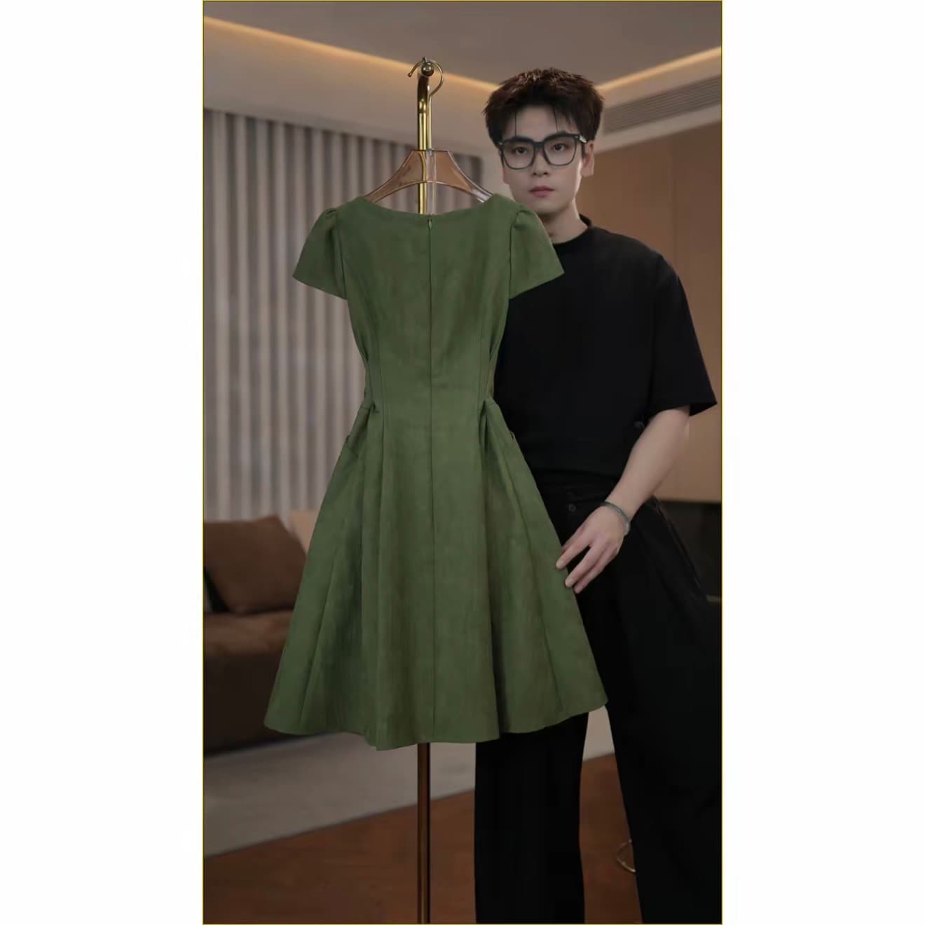 티 니켈 좋은 2732 브랜드 여성 여름 새로운 디스플레이 슬림 세트 품격 반팔 드레스 이미지 2