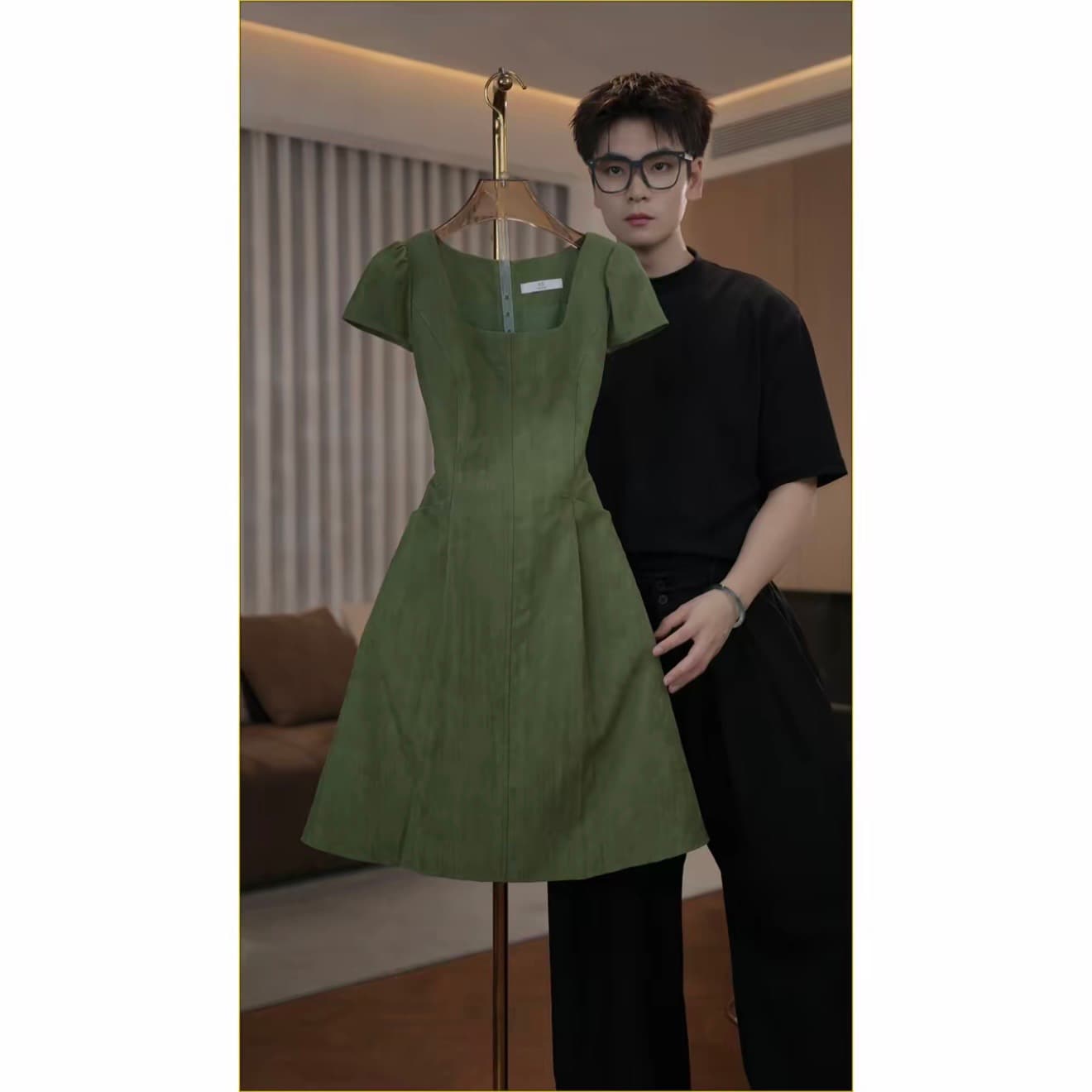 티 니켈 좋은 2732 브랜드 여성 여름 새로운 디스플레이 슬림 세트 품격 반팔 드레스 상세 이미지 1