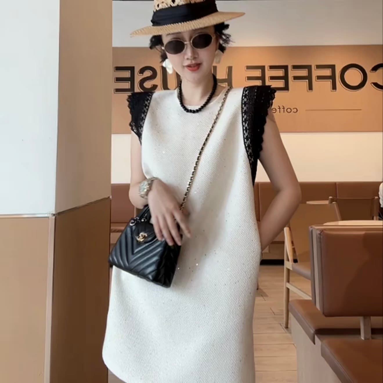 xiaobai 여름 새로운 미니멀리즘 패치워크 디자인 센스 슬림해 보이는 품격 드레스 이미지 3