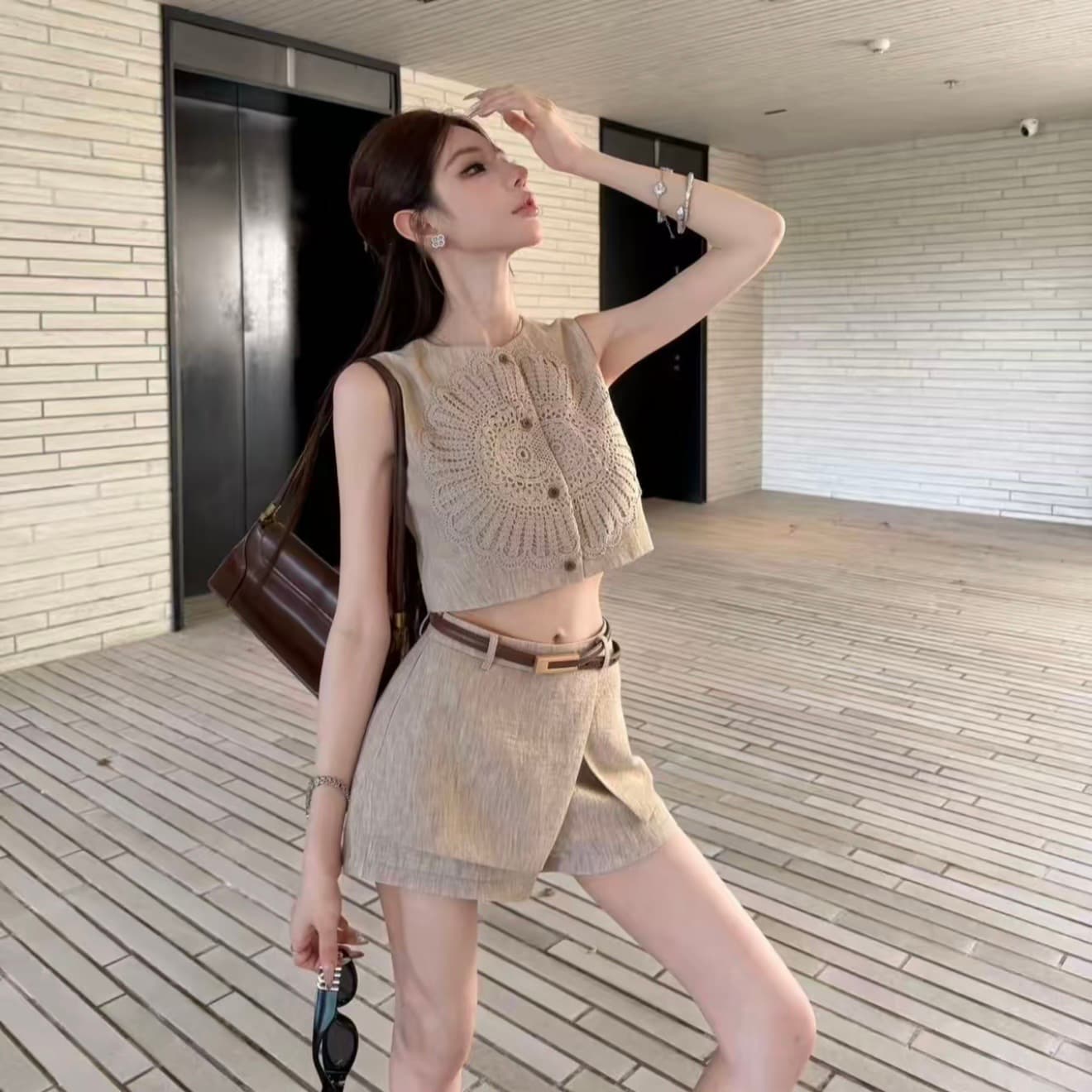 핑크색 새기다 꽃 마음 그림자 디자인 센스 레트로 스타일 홀로우 아웃 레이스 자수 자수 세트 이미지 3
