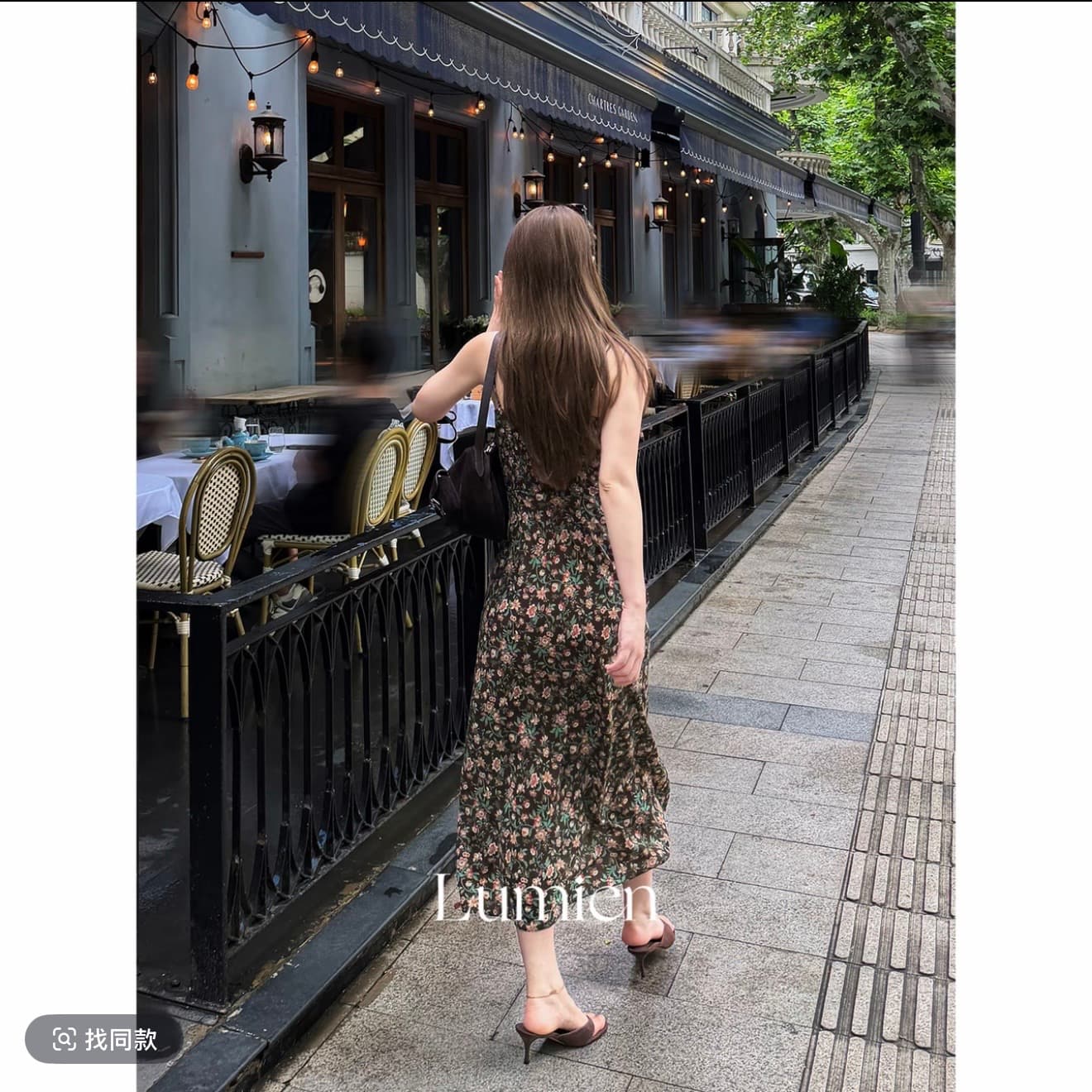 lumien 신제품 레트로 분위기 센스 수 있습니다. 조정 좋은 어깨끈 꽃무늬 슬립 여성 드레스 상세 이미지 1
