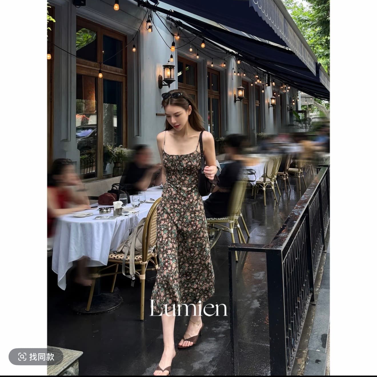 lumien 신제품 레트로 분위기 센스 수 있습니다. 조정 좋은 어깨끈 꽃무늬 슬립 여성 드레스 상세 이미지 2