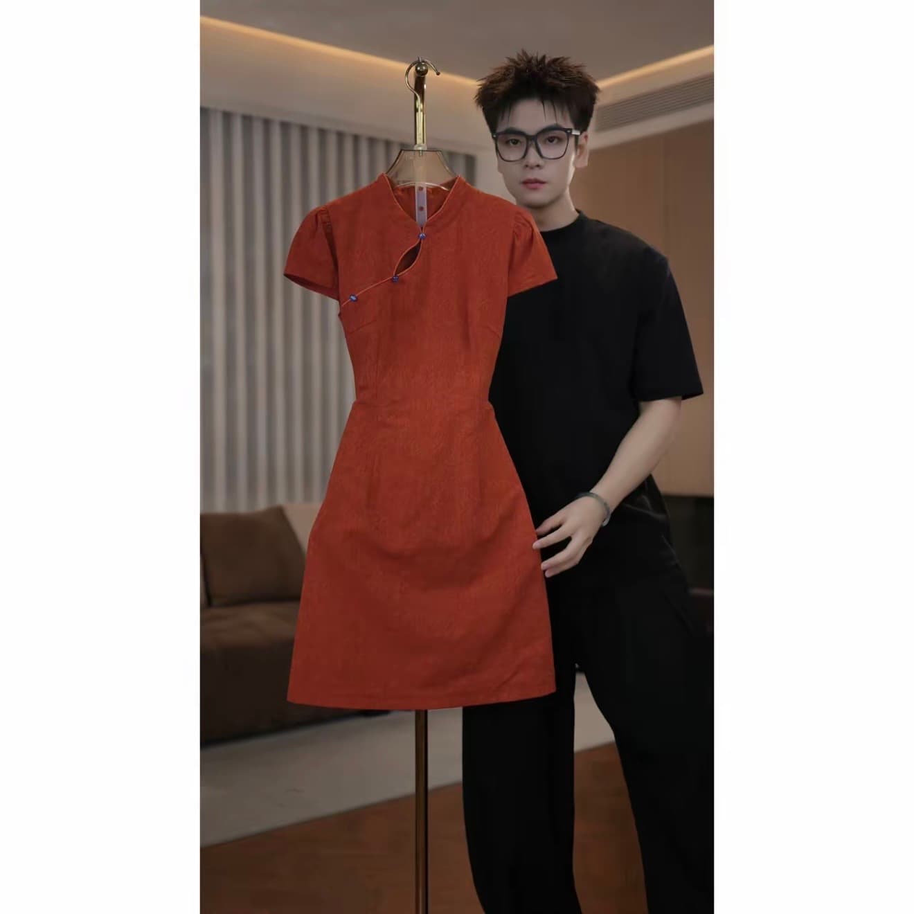 티 니켈 좋은 2737 브랜드 여성 여름 새로운 디스플레이 슬림 세트 품격 반팔 드레스 이미지 2