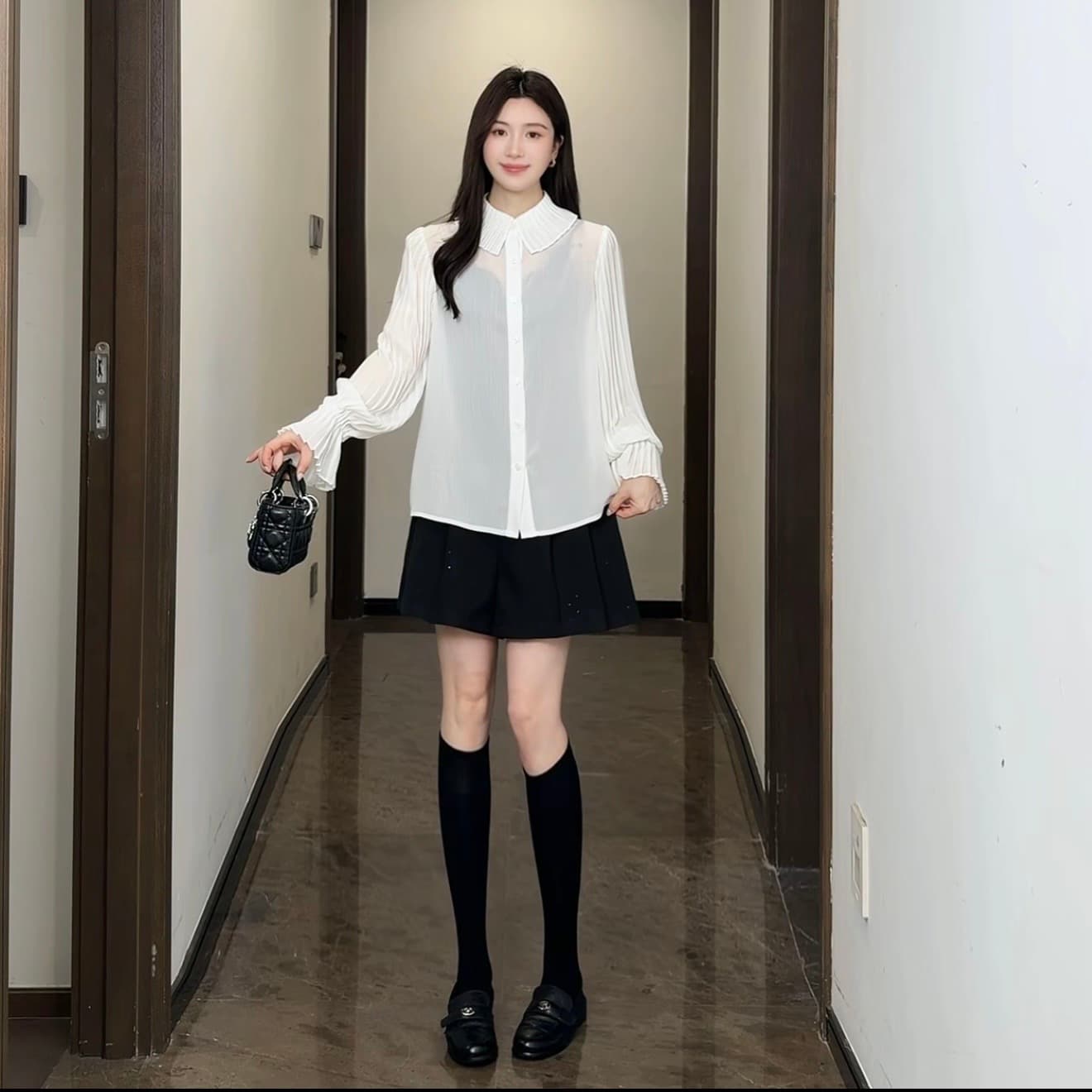 쌀 수 있습니다. mk-4492zj 프릴 칼라 싱글 줄 버튼 긴팔 셔츠 패션 캐주얼 가을 새로운 셔츠 상세 이미지 1