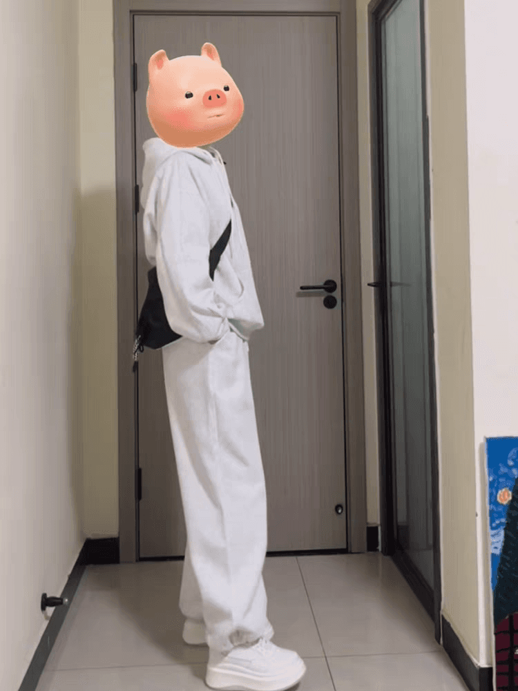 얇은 스타일 털이 있는 후드 티 스웨터 세트 여성 봄과 가을 학생 한국 스타일 루즈핏 긴팔 긴 바지 투피스 세트 이미지 4