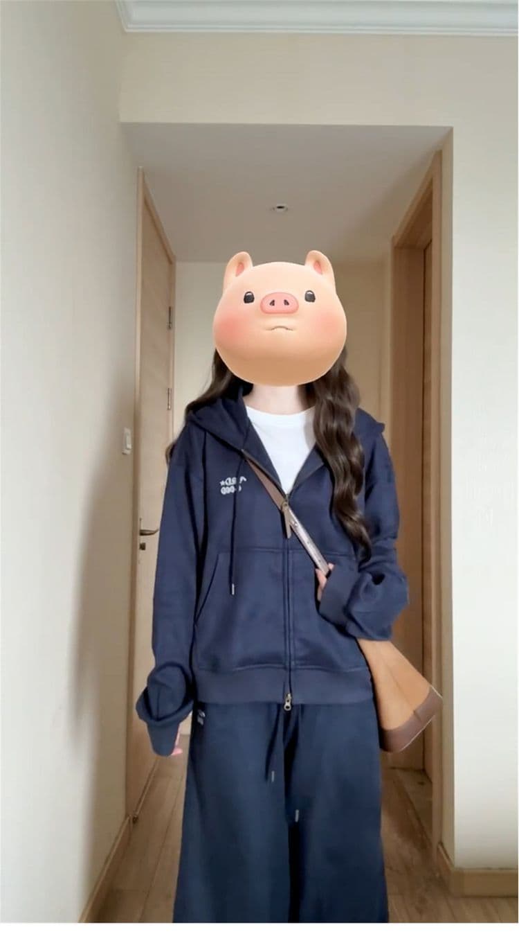 얇은 스타일 털이 있는 봄 가을 새로운 오픈 가디건 후드 티 스웨터 세트 여자 학생 루즈핏 다용도 투피스 세트 상세 이미지 4