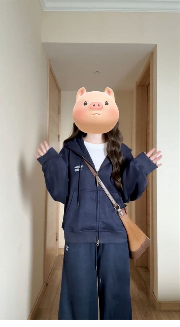 얇은 스타일 털이 있는 봄 가을 새로운 오픈 가디건 후드 티 스웨터 세트 여자 학생 루즈핏 다용도 투피스 세트 상세 이미지 7
