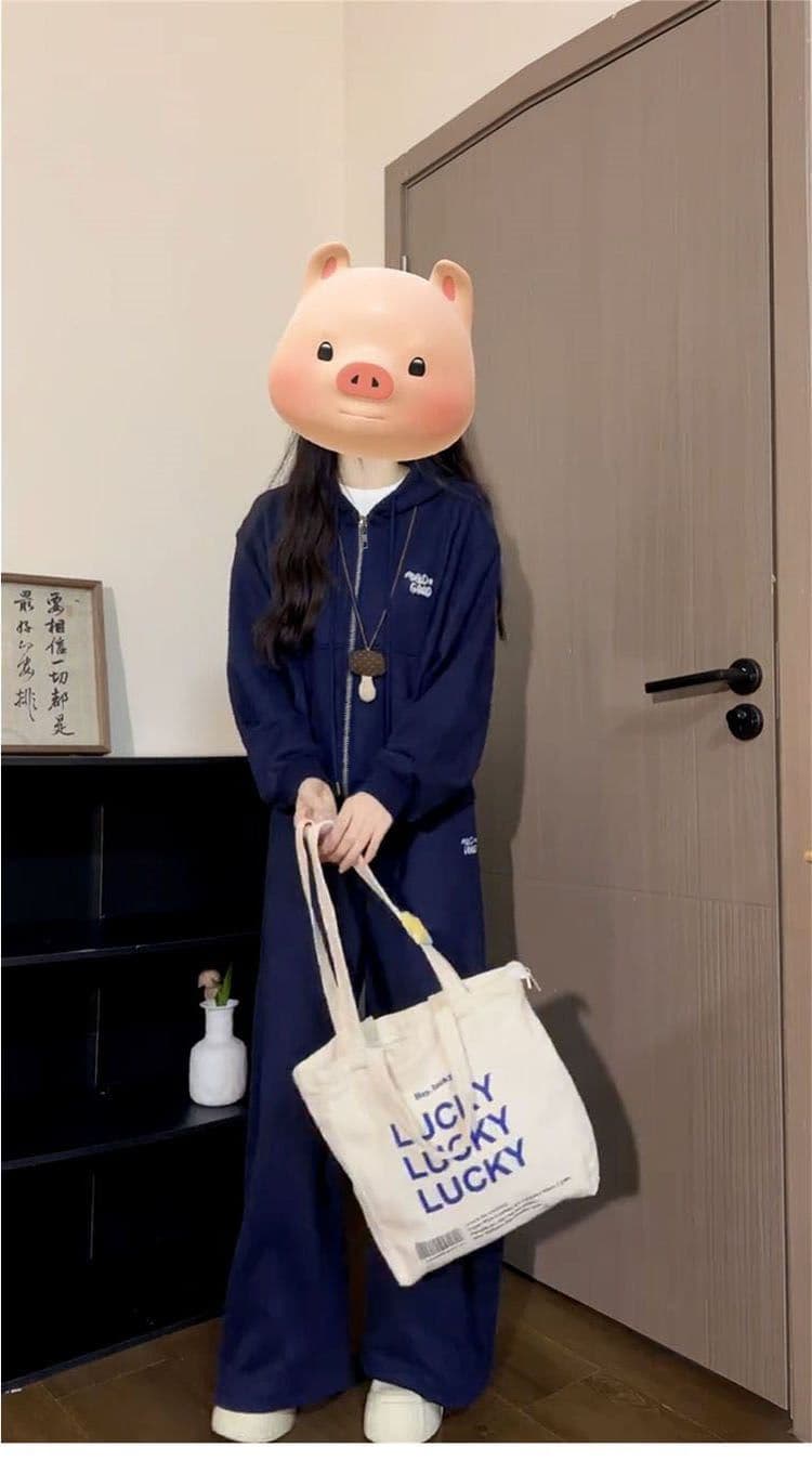 얇은 스타일 털이 있는 봄 가을 새로운 오픈 가디건 후드 티 스웨터 세트 여자 학생 루즈핏 다용도 투피스 세트 상세 이미지 8