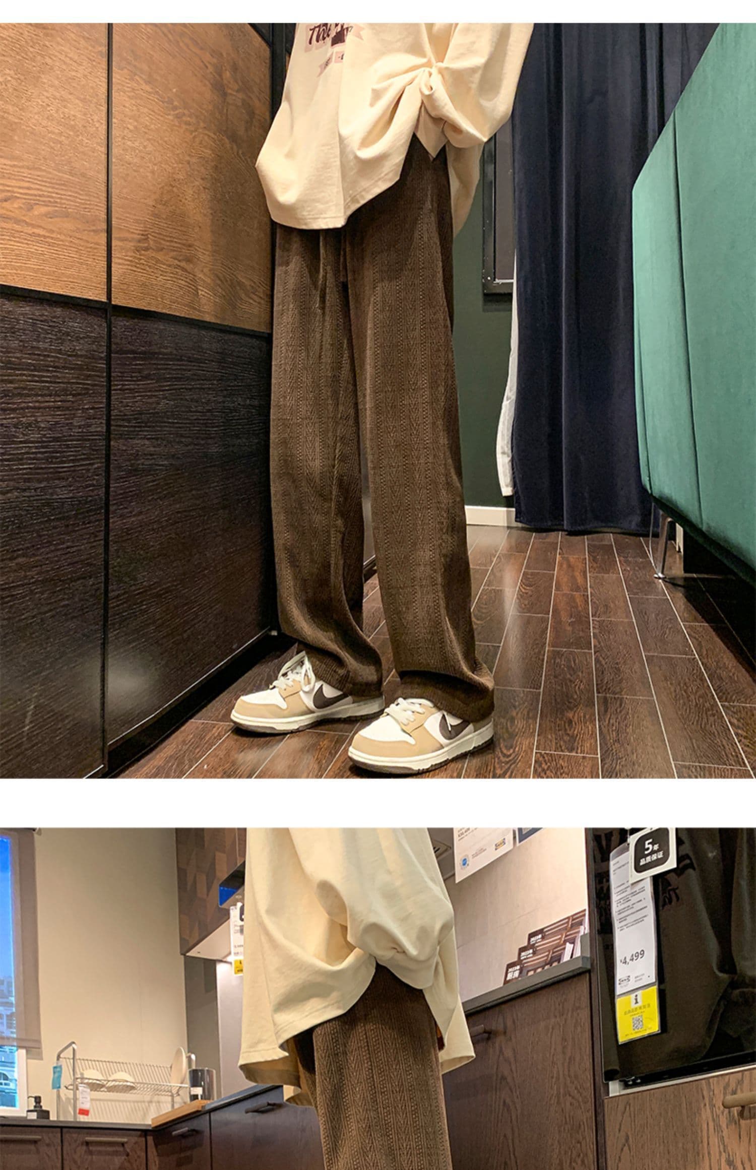자카드 밀 귀 기사 캐주얼 운동 바지 여성 봄 가을 새로운 학생 한국 스타일 루즈핏 스트레이트 긴 바지 상세 이미지 35