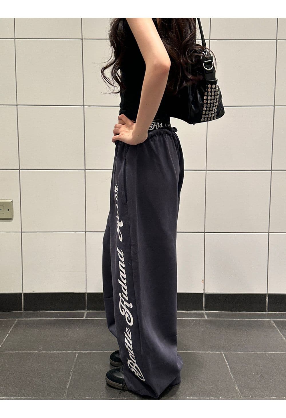 아메리칸 레트로 패치워크 허리 머리 캐주얼 바지 여성 여름 학생 루즈핏 춤추기 핫걸 운동 바지 상세 이미지 3