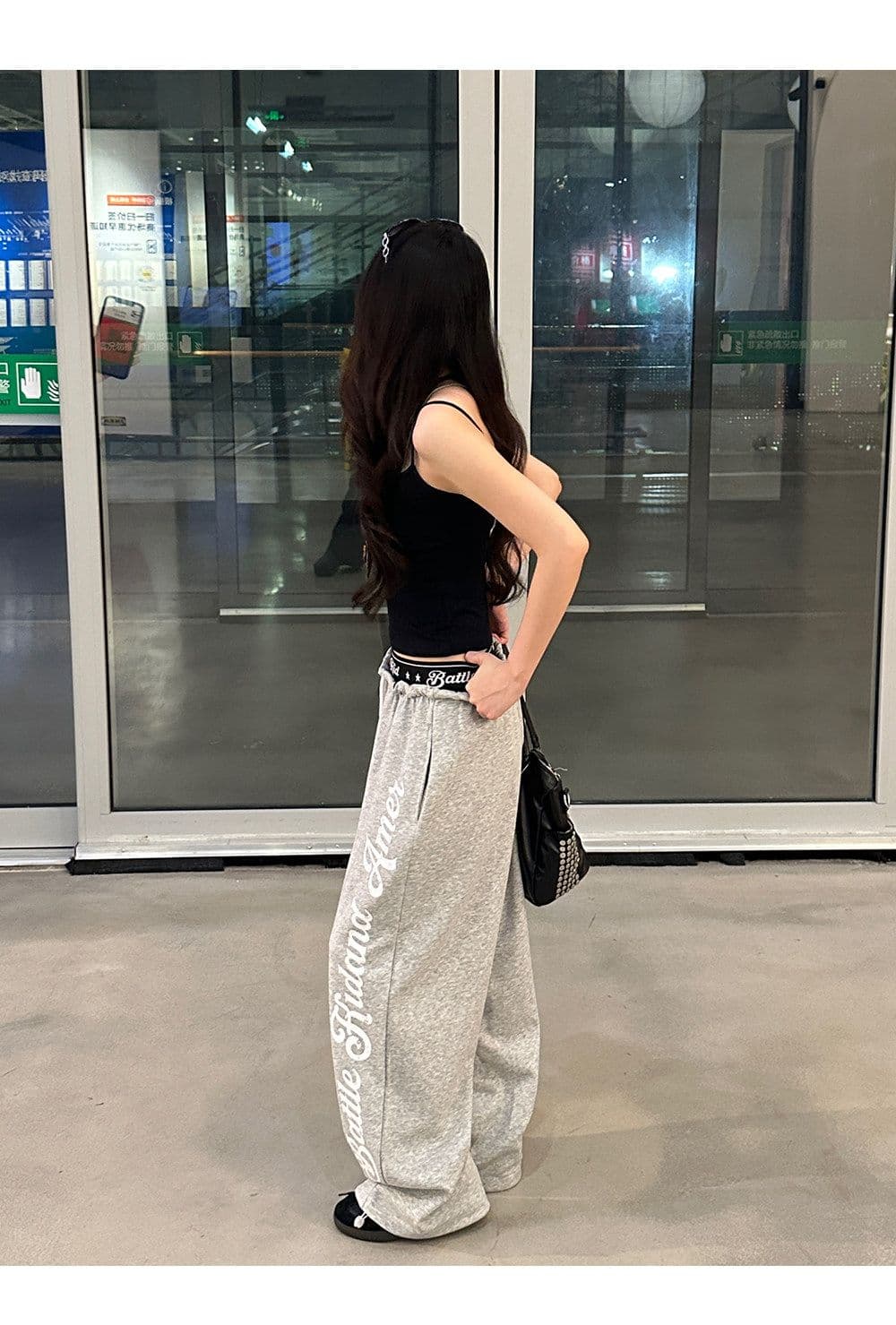 아메리칸 레트로 패치워크 허리 머리 캐주얼 바지 여성 여름 학생 루즈핏 춤추기 핫걸 운동 바지 상세 이미지 10