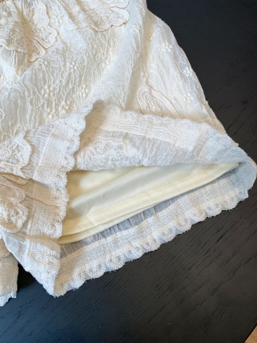 실사 프랑스식 작은 샤넬 스타일 홀로우 아웃 반바지 여성 여름 새로운 부드러운 품격 자카드 디스플레이 다리 길이 ~ 중 바지 이미지 5