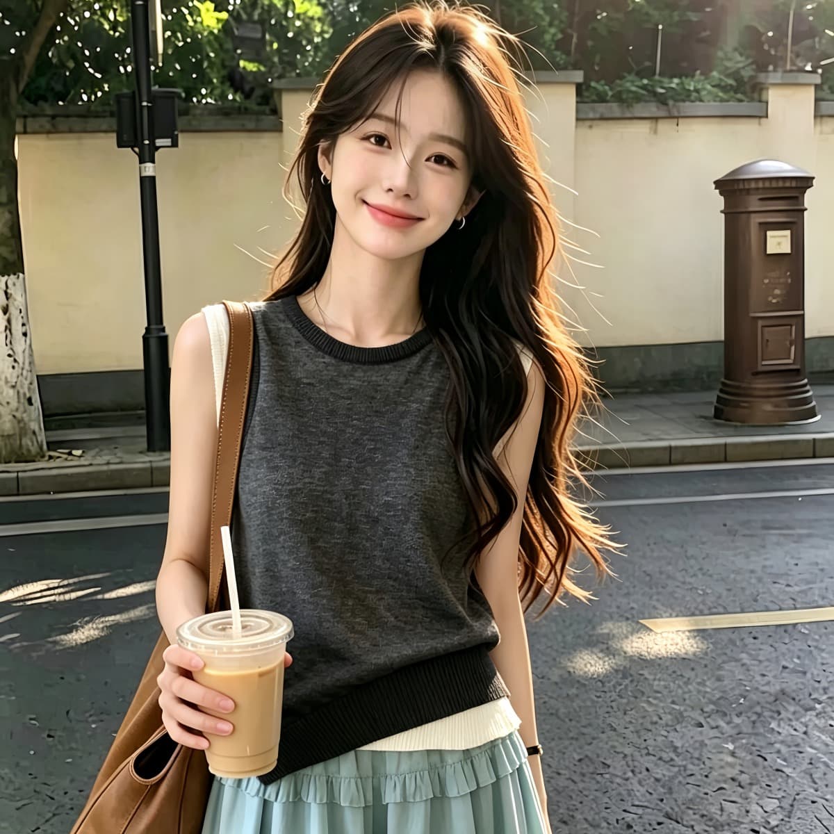 나만의 것을 가져와 라. 착용 가져 가라. 센스 불규칙 페이크 레이어드 아마 니트 조끼 2026 새로운 Chic 다용도 여름 외출용 맨위 이미지 5