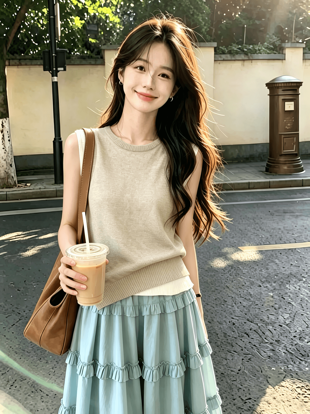 나만의 것을 가져와 라. 착용 가져 가라. 센스 불규칙 페이크 레이어드 아마 니트 조끼 2026 새로운 Chic 다용도 여름 외출용 맨위 상세 이미지 6