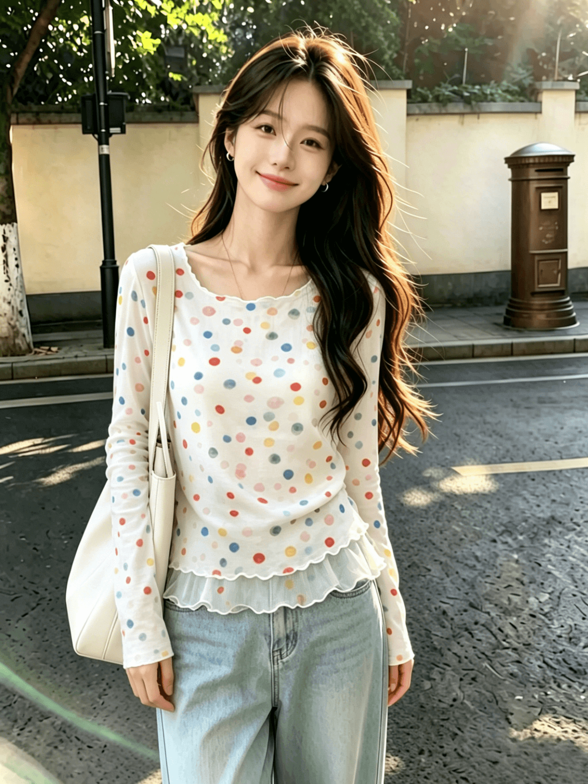 실사 달콤함 연령 감소 프린트 긴팔 티셔츠 얇고 가벼운 통기성 자외선 차단 의류 몸매 가꾸기 외출용 슈퍼 잘 생긴 맨위 여성 여름 상세 이미지 1