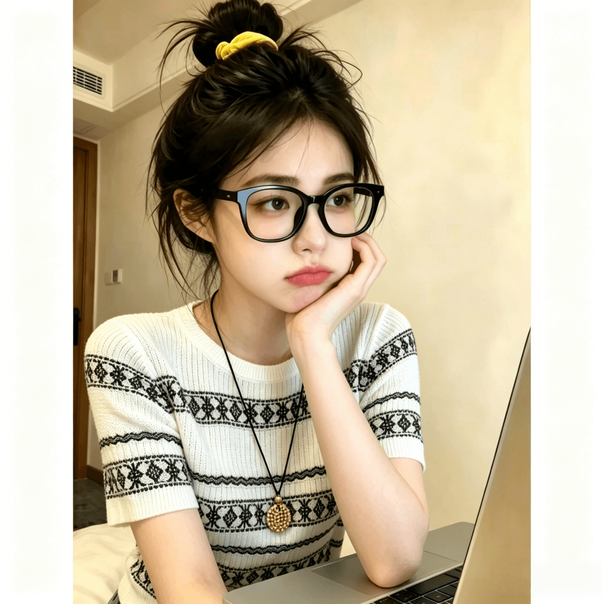 레트로 문예 바람 니트 반팔 여성 2026 여름 새로운 프랑스식 스트라이프 자카드 얇은 스타일 티셔츠 통기성 맨위 상세 이미지 2