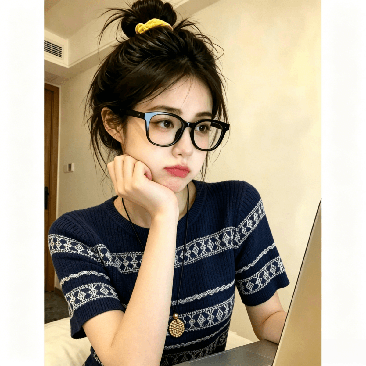 레트로 문예 바람 니트 반팔 여성 2026 여름 새로운 프랑스식 스트라이프 자카드 얇은 스타일 티셔츠 통기성 맨위 상세 이미지 5