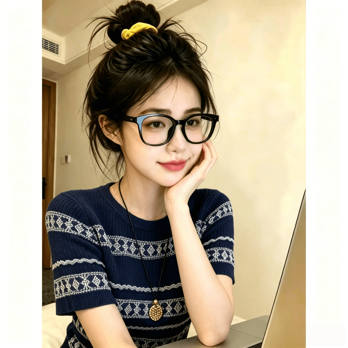 레트로 문예 바람 니트 반팔 여성 2026 여름 새로운 프랑스식 스트라이프 자카드 얇은 스타일 티셔츠 통기성 맨위 상세 이미지 7