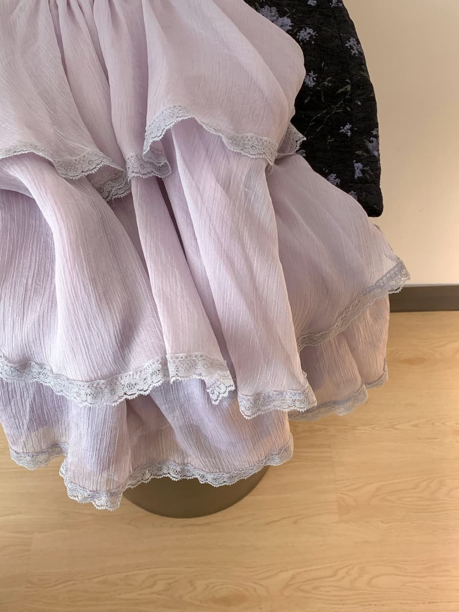 보라색 레이스 행침 목 맨위 여성 여름 도파민 인형 셔츠 프랑스식 사소한 아름다운 밝은 매우 요정 쉬폰 셔츠 상세 이미지 20