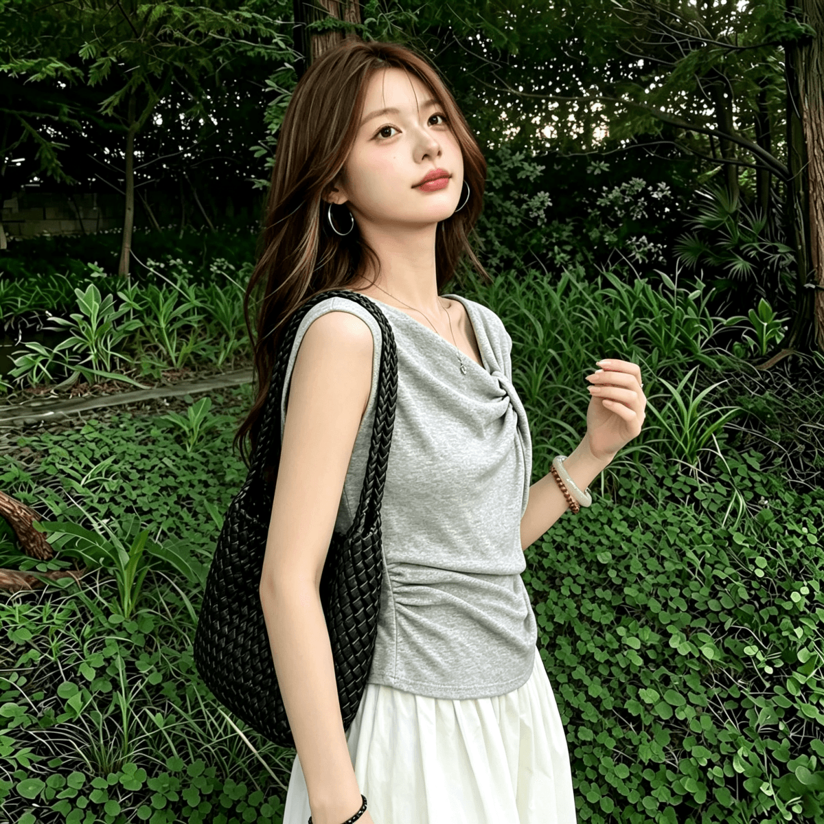 보존 섹션 추천 불규칙 비틀림 Feifei 소매 티셔츠 여성 여름 새로운 주름 허리 수축 슬림해 보이는 연령 감소 맨위 상세 이미지 4