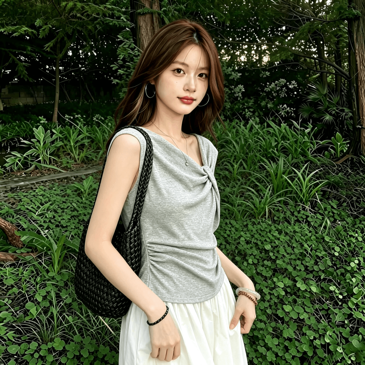 보존 섹션 추천 불규칙 비틀림 Feifei 소매 티셔츠 여성 여름 새로운 주름 허리 수축 슬림해 보이는 연령 감소 맨위 상세 이미지 8