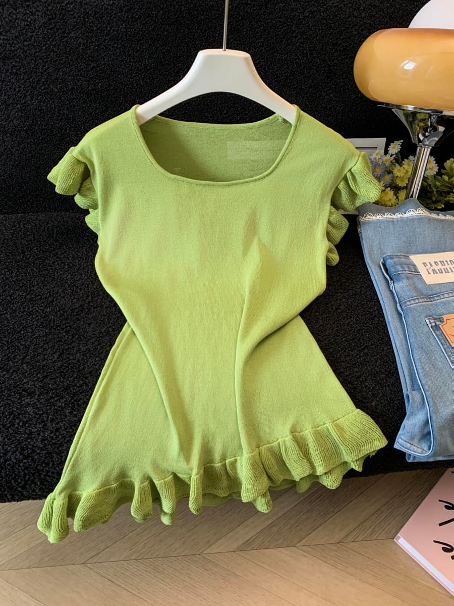 프랑스식 달콤함 Feifei 소매 프릴 디자인 센스 작은 대중 패션 몸매 가꾸기 슬림해 보이는 니트 스웨터 고유 한 맨위 여성 상세 이미지 20
