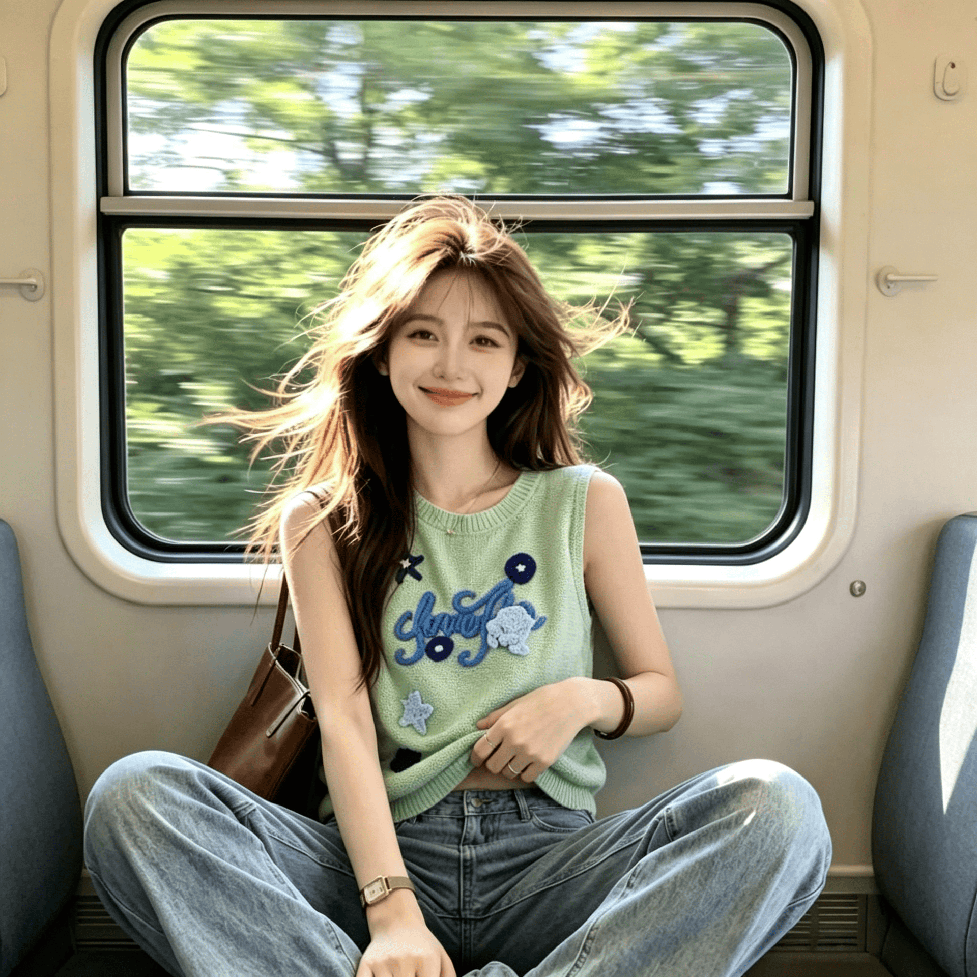 보존 섹션 추천 부드러운 바람 알파벳 자카드 라운드 넥 니트 조끼 여성 여름 새로운 품격 슬림해 보이는 맨위