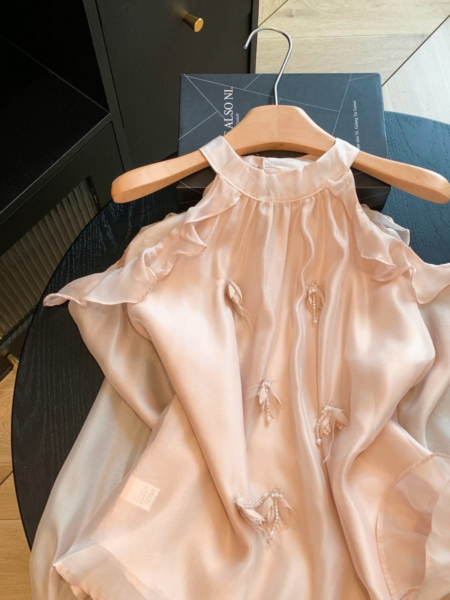 실사 프릴 행침 목 오프숄더 긴팔 셔츠 가을 디자인 센스 작은 대중 아름다운 달콤함 프랑스식 작은 셔츠 맨위 상세 이미지 19