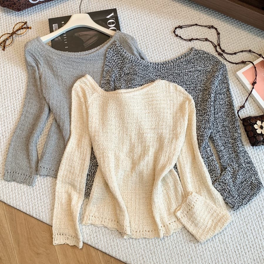 실사 2026 이른 가을 새로운 프랑스식 복잡한 고대 돈 바람 디자인 센스 비스듬한 어깨 작은 키 외국 가스 니트 블라우스 여성 이미지 6