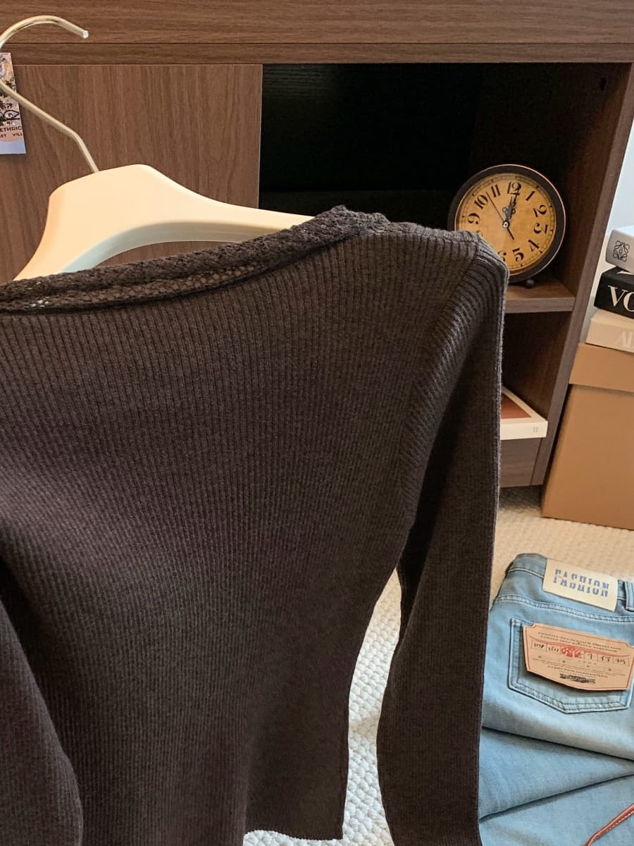 프랑스식 홀로우 아웃 풀오버 폴로 칼라 스웨터 여자 가을 겨울철 디자인 센스 작은 대중 몸매 가꾸기 인사이드 가져 가라. 니트 기본 셔츠 맨위 상세 이미지 22