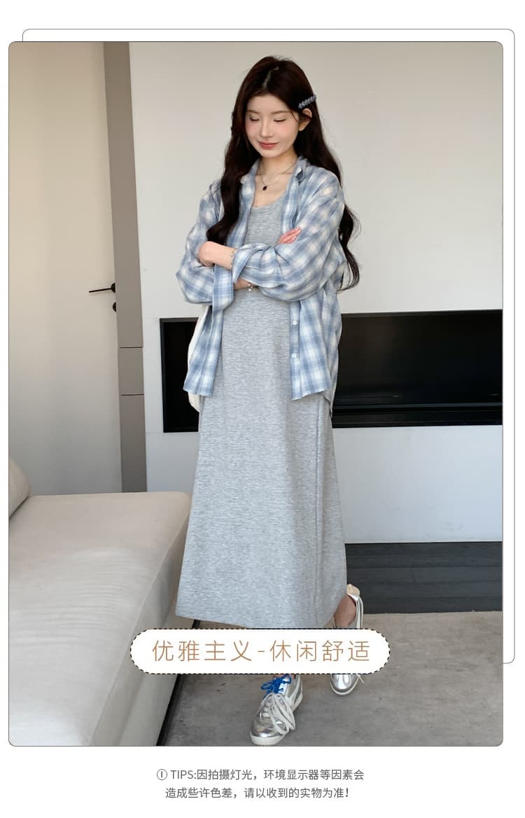 2026 봄 여름 한 부서 슬립 드레스 자외선 차단 높음 질감 루즈핏 슈퍼 잘 생긴 셔츠 투피스 세트 세트 상세 이미지 4