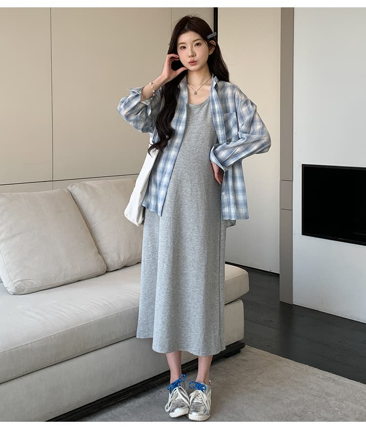 2026 봄 여름 한 부서 슬립 드레스 자외선 차단 높음 질감 루즈핏 슈퍼 잘 생긴 셔츠 투피스 세트 세트 상세 이미지 14