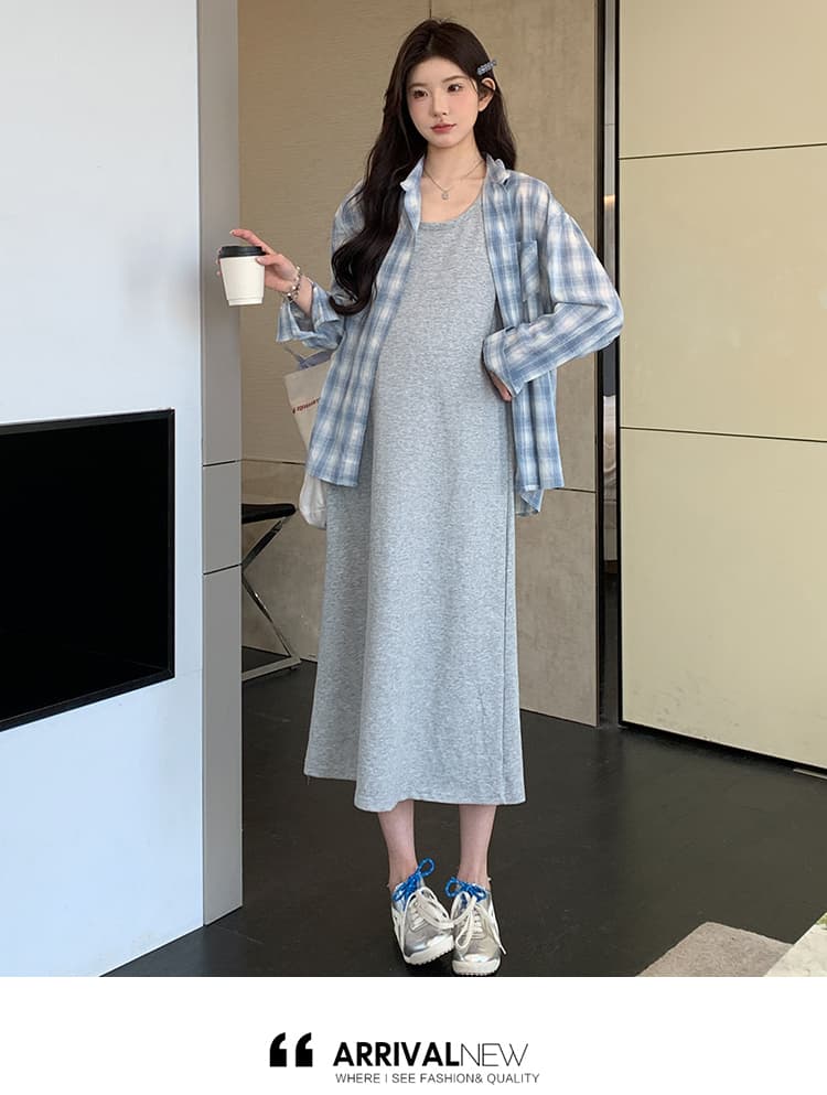 2026 봄 여름 한 부서 슬립 드레스 자외선 차단 높음 질감 루즈핏 슈퍼 잘 생긴 셔츠 투피스 세트 세트 상세 이미지 19