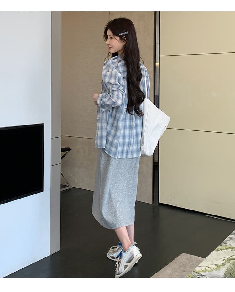 2026 봄 여름 한 부서 슬립 드레스 자외선 차단 높음 질감 루즈핏 슈퍼 잘 생긴 셔츠 투피스 세트 세트 상세 이미지 20
