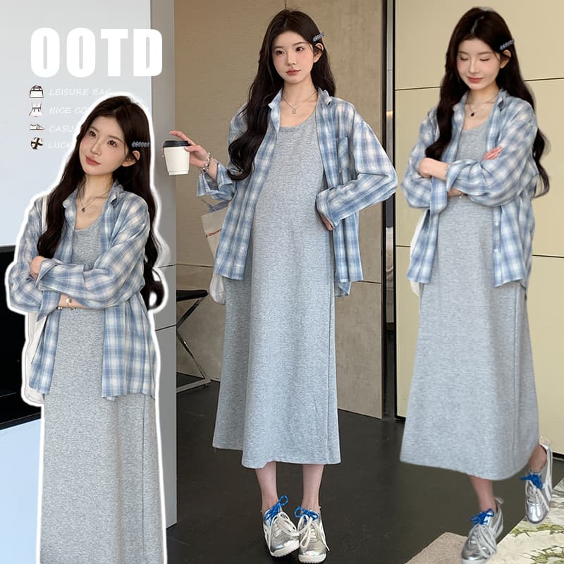2026 봄 여름 한 부서 슬립 드레스 자외선 차단 높음 질감 루즈핏 슈퍼 잘 생긴 셔츠 투피스 세트 세트 이미지 4