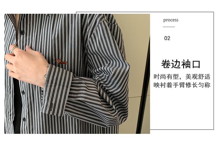 2026 이른 봄 새로운 페이크 레이어드 디자인 센스 조끼 스커트 스트라이프 셔츠 투피스 세트 상세 이미지 8