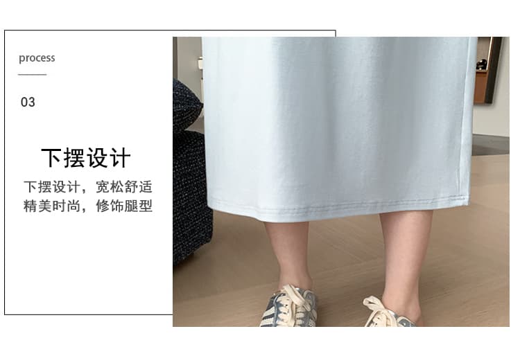실사 지금 2026 새로운 임산부 여름 새로운 패션 루즈핏 슬림해 보이는 얼음 실크 페이크 레이어드 드레스 상세 이미지 9