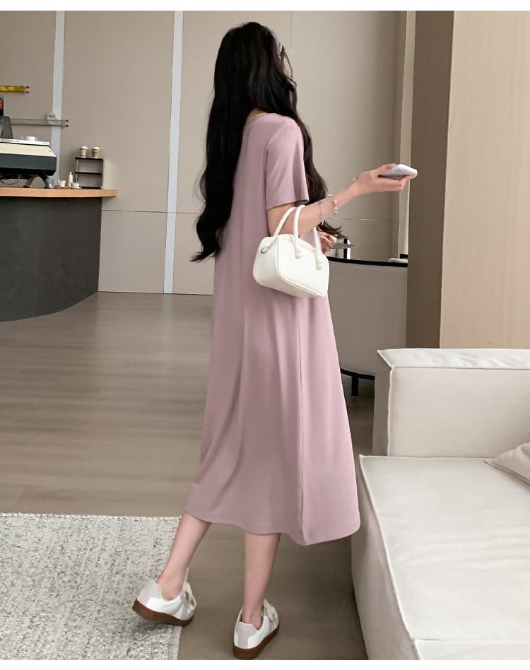 실사 지금 2026 새로운 임산부 여름 새로운 패션 루즈핏 슬림해 보이는 얼음 실크 페이크 레이어드 드레스 상세 이미지 52