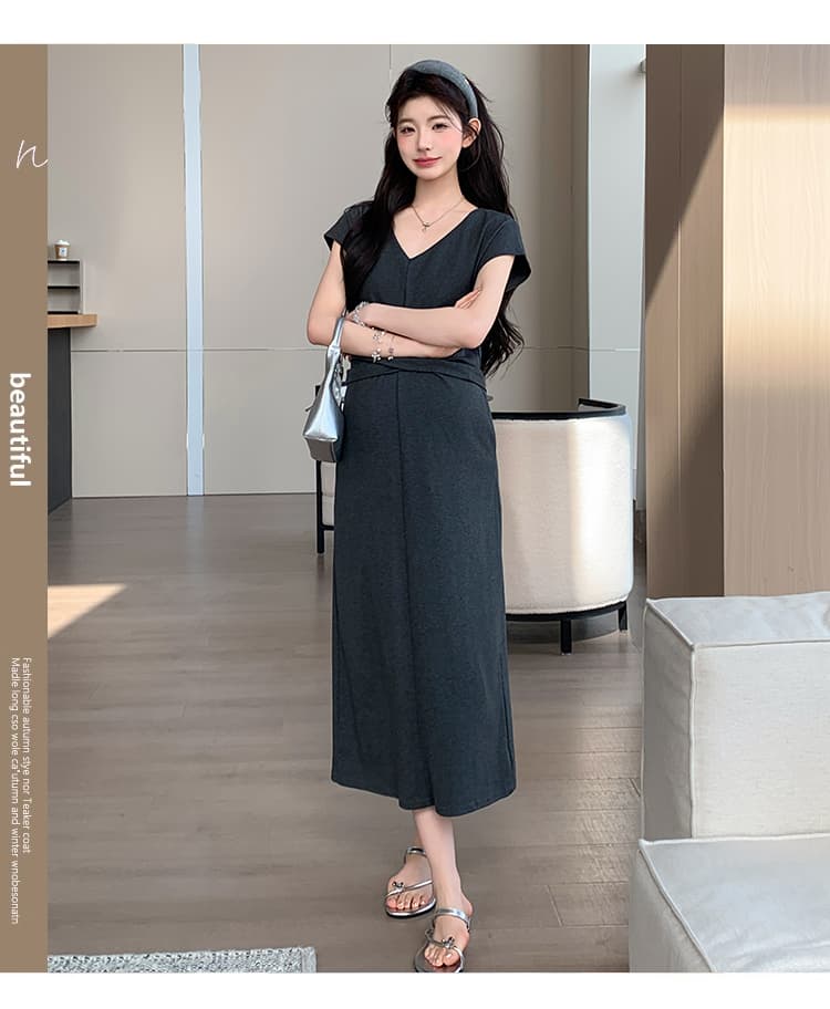 2026 새로운 프랑스식 패션 드레스 여름 새로운 스트랩 허리 수축 미니멀리즘 슬림해 보이는 캐주얼 롱 스커트 상세 이미지 6