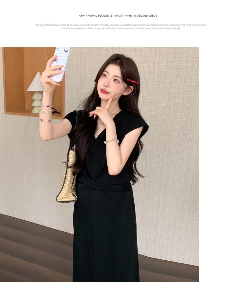 2026 새로운 프랑스식 패션 드레스 여름 새로운 스트랩 허리 수축 미니멀리즘 슬림해 보이는 캐주얼 롱 스커트 상세 이미지 16