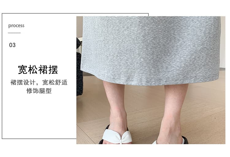 2026 여름 새로운 페이크 레이어드 숄 드레스 캐주얼 슬림해 보이는 티셔츠 치마 롱 스커트 상세 이미지 9