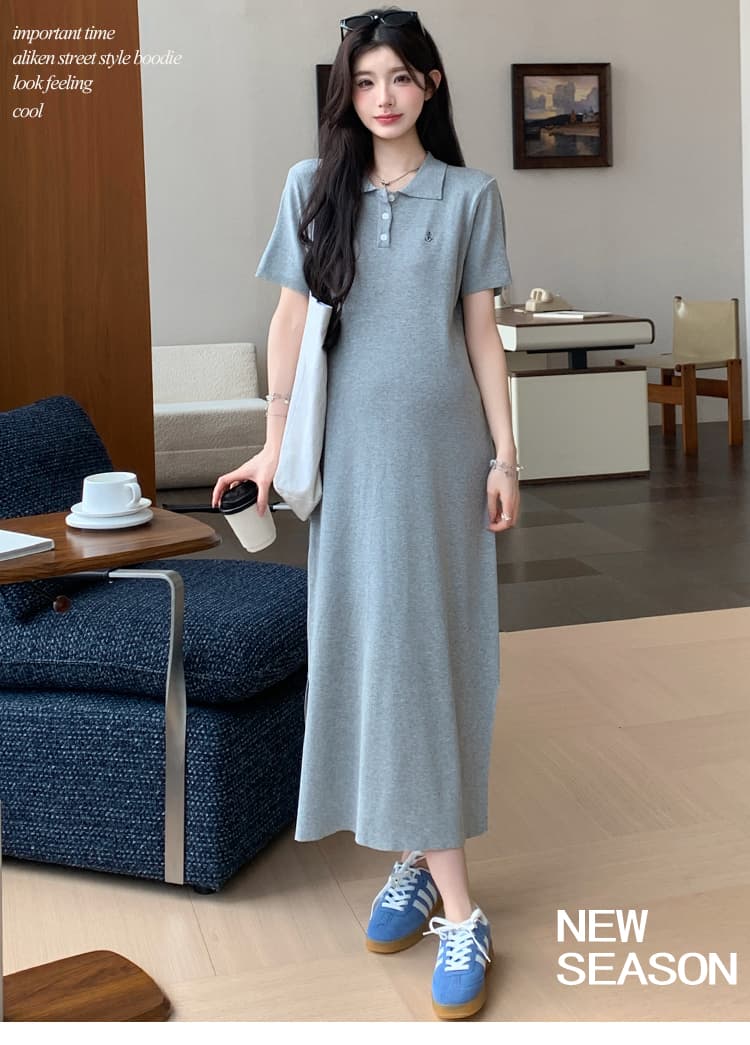 2026 여름 높음 지혜 게으른 치마 익스트림 제인 바람 롱 코트 트임 POLO 칼라 드레스 여름 스트레이트 티셔츠 치마 상세 이미지 1