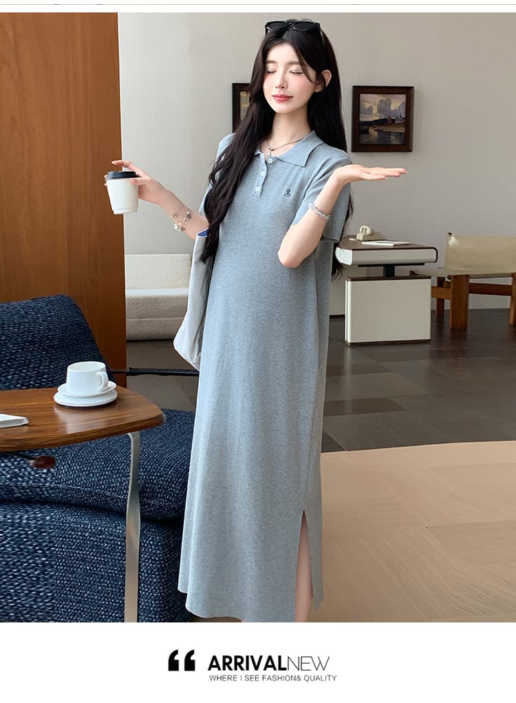 2026 여름 높음 지혜 게으른 치마 익스트림 제인 바람 롱 코트 트임 POLO 칼라 드레스 여름 스트레이트 티셔츠 치마 상세 이미지 13