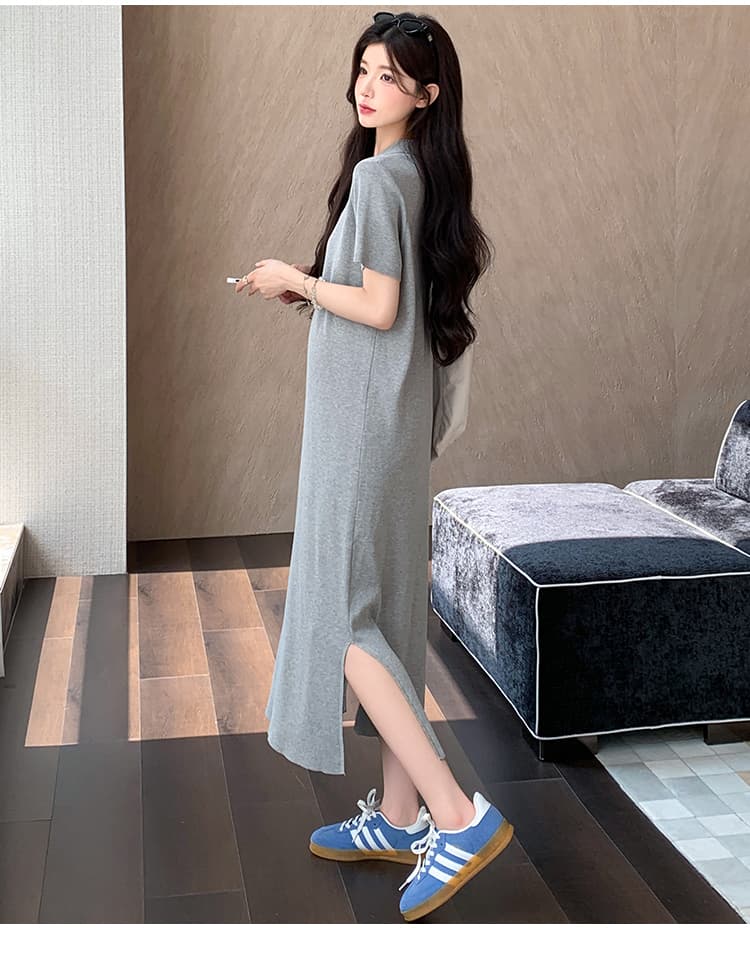 2026 여름 높음 지혜 게으른 치마 익스트림 제인 바람 롱 코트 트임 POLO 칼라 드레스 여름 스트레이트 티셔츠 치마 상세 이미지 27