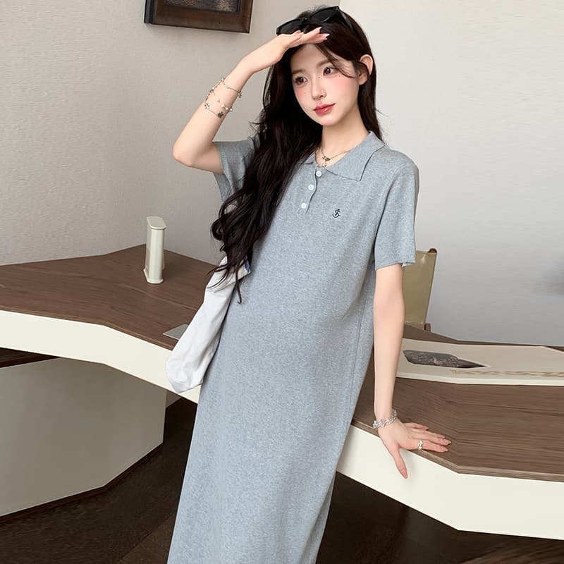 2026 여름 높음 지혜 게으른 치마 익스트림 제인 바람 롱 코트 트임 POLO 칼라 드레스 여름 스트레이트 티셔츠 치마 이미지 5