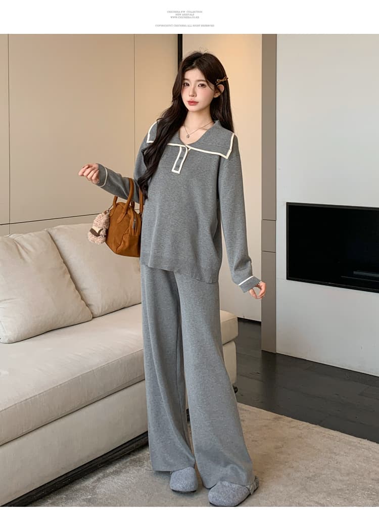 2026 가을 새로운 연령 감소 해군 칼라 패션 슬림해 보이는 캐주얼 게으른 착용 가져 가라. 세트 상세 이미지 15