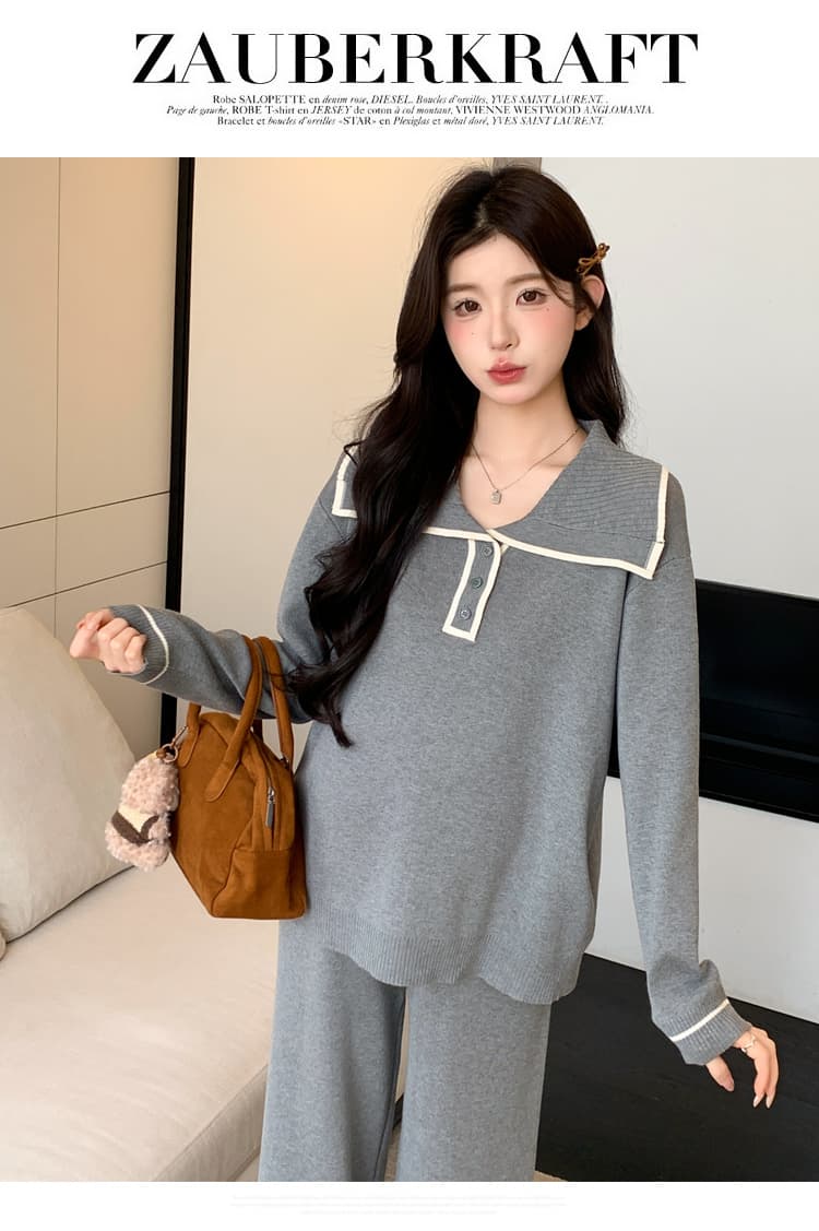2026 가을 새로운 연령 감소 해군 칼라 패션 슬림해 보이는 캐주얼 게으른 착용 가져 가라. 세트 상세 이미지 16