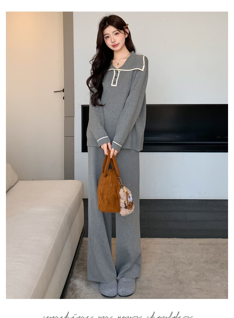 2026 가을 새로운 연령 감소 해군 칼라 패션 슬림해 보이는 캐주얼 게으른 착용 가져 가라. 세트 상세 이미지 18
